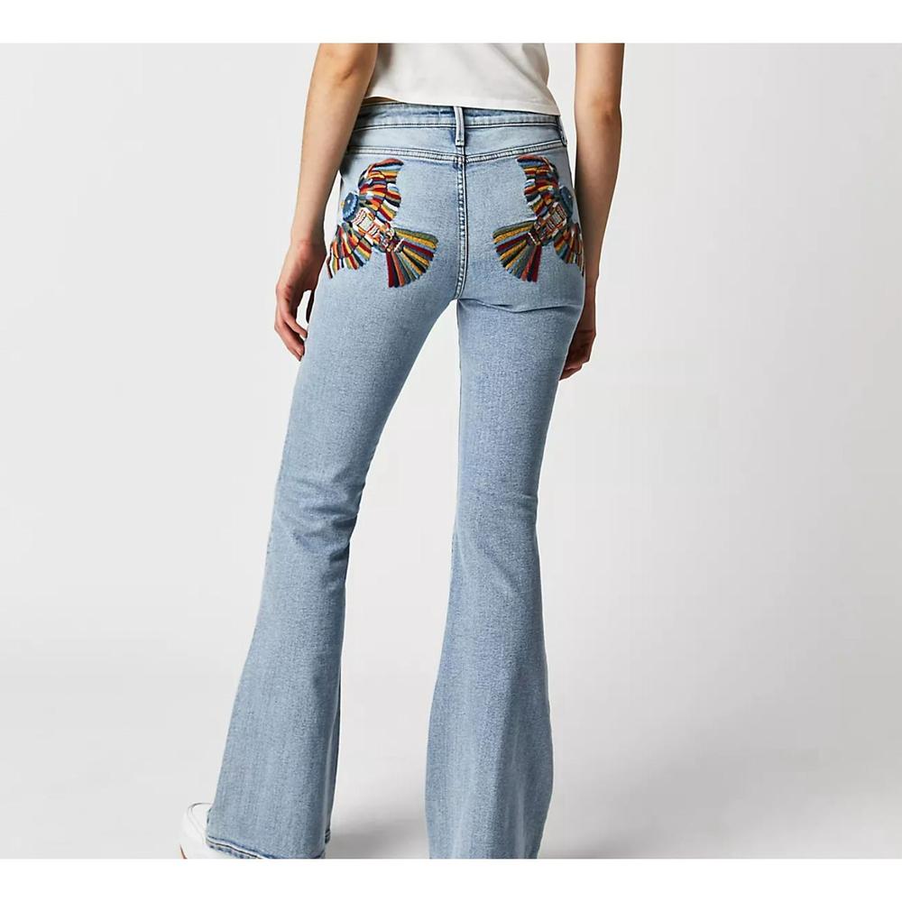 NEW DRIFTWOOD driftwood farrah embroidered flare jeans in folklore